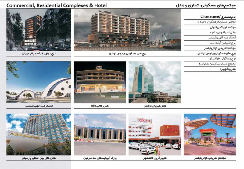 پروژه های مجتمع مسکونی تجاری و هتل مشعل لیو
